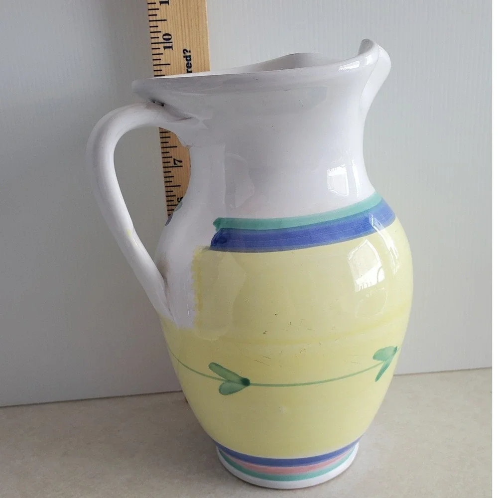 Caleca Ceramiche 64 OZ Pitcher Ceramic Carousel Hand Painted Country Cottage